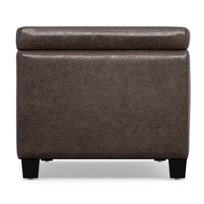 Distressed Brown  Distressed Vegan Leather | Avalon Storage Ottoman in Distressed Vegan Leather