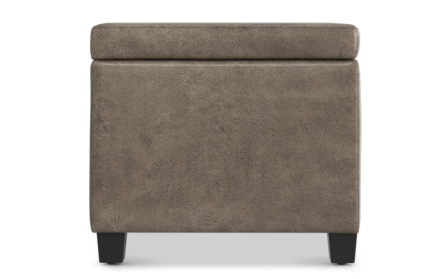 Distressed Smoky Grey Brown Distressed Vegan Leather | Avalon Large Storage Ottoman Bench