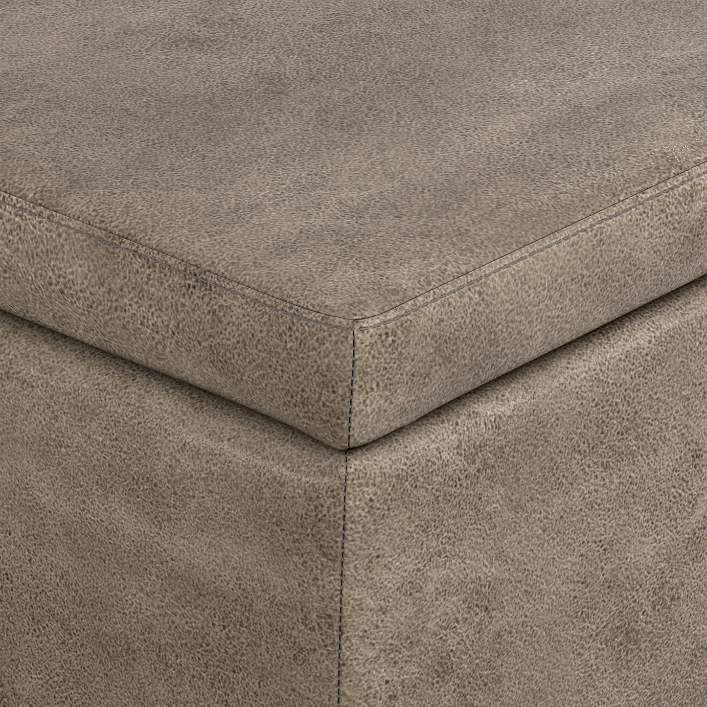 Distressed Smoky Grey Brown  Distressed Vegan Leather | Avalon Storage Ottoman in Distressed Vegan Leather