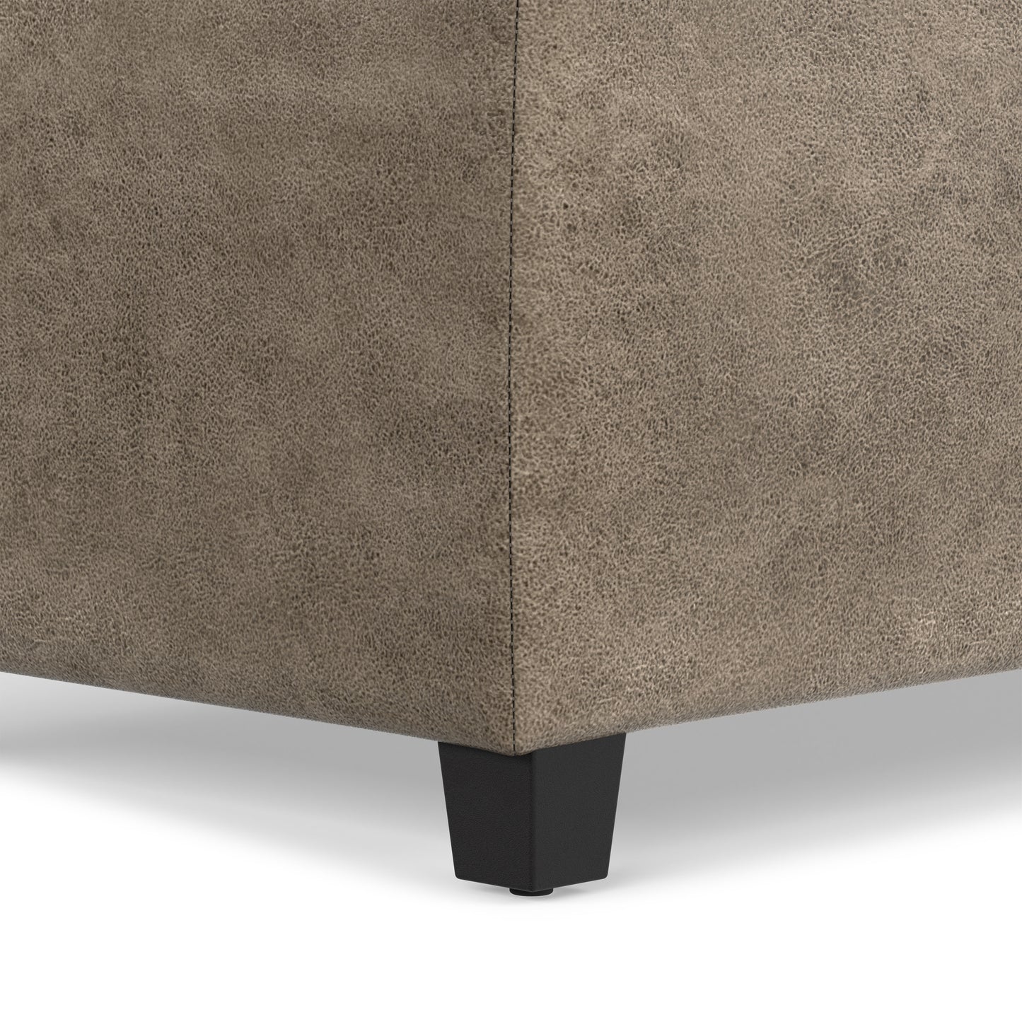 Distressed Smoky Grey Brown  Distressed Vegan Leather | Avalon Storage Ottoman in Distressed Vegan Leather