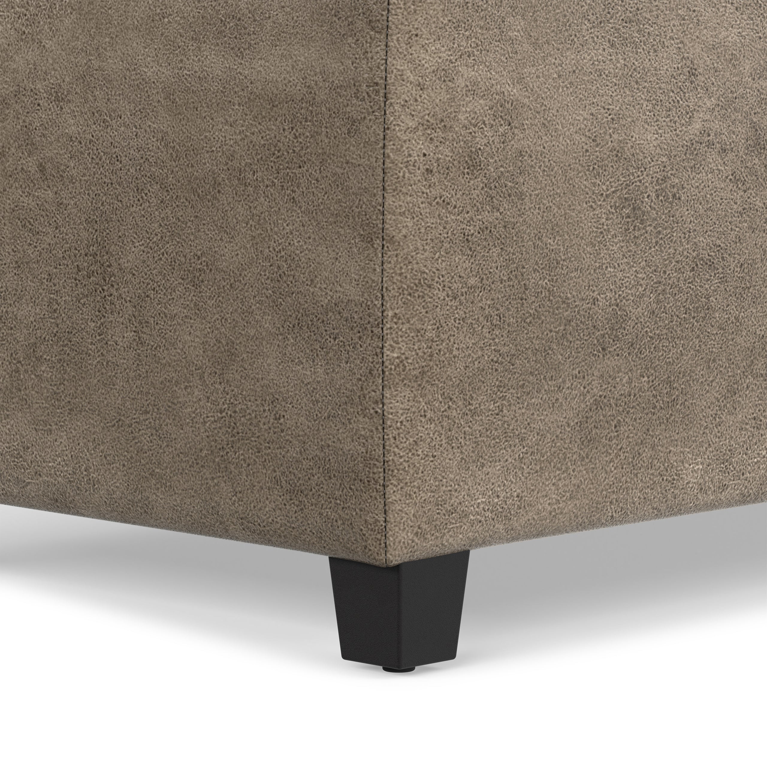 Distressed Smoky Grey Brown  Distressed Vegan Leather | Avalon Storage Ottoman in Distressed Vegan Leather