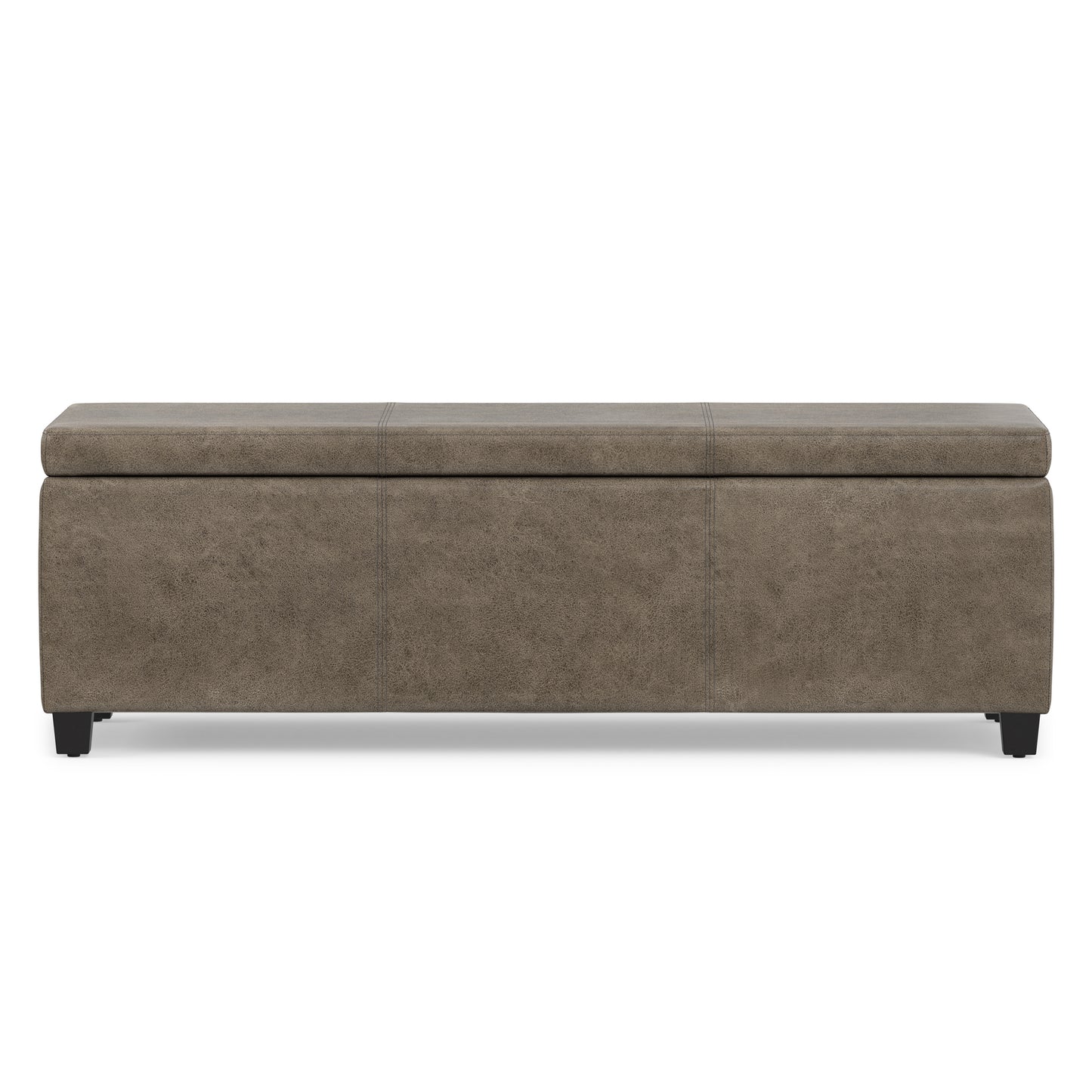 Distressed Smoky Grey Brown  Distressed Vegan Leather | Avalon Storage Ottoman in Distressed Vegan Leather