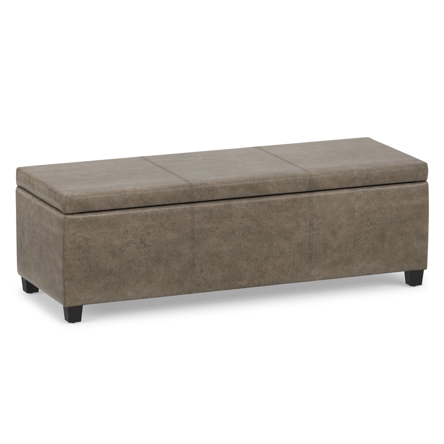 Distressed Smoky Grey Brown  Distressed Vegan Leather | Avalon Storage Ottoman in Distressed Vegan Leather
