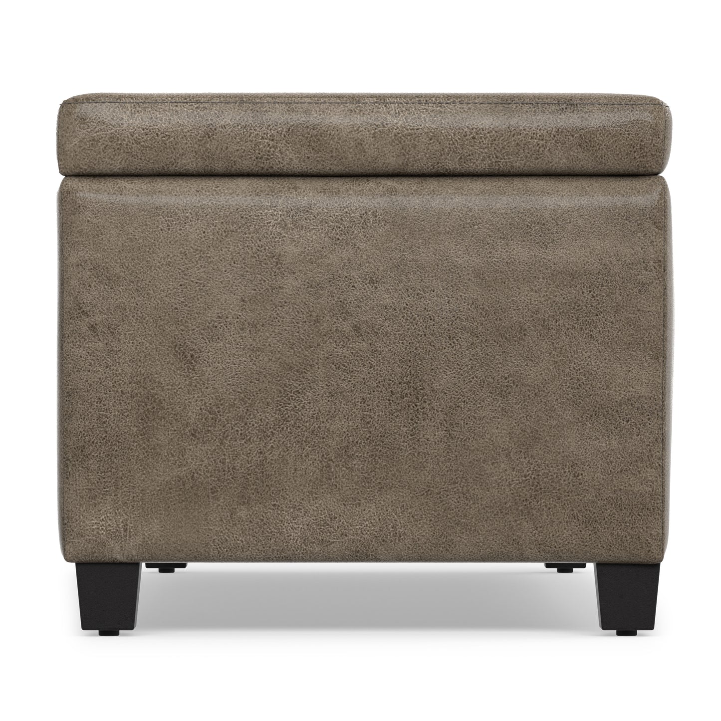 Distressed Smoky Grey Brown  Distressed Vegan Leather | Avalon Storage Ottoman in Distressed Vegan Leather