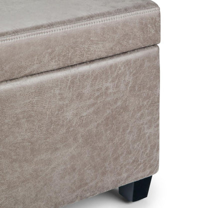 Distressed Grey Distressed Vegan Leather | Avalon Vegan Leather Storage Ottoman