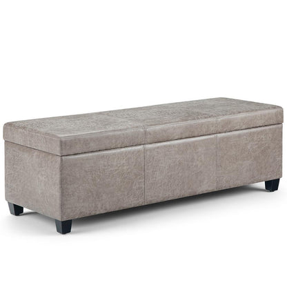 Distressed Grey Distressed Vegan Leather | Avalon Vegan Leather Storage Ottoman