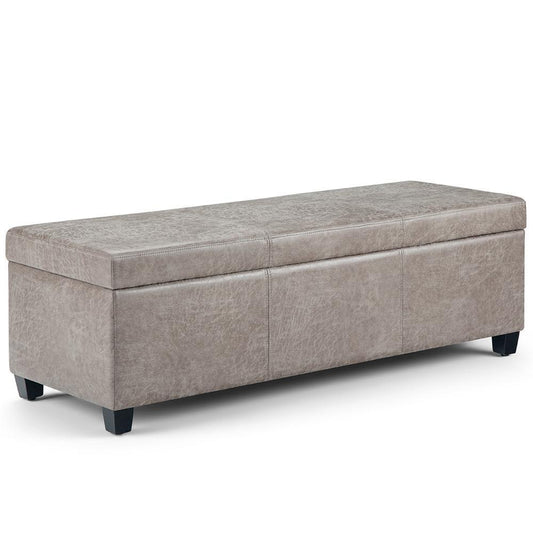 Distressed Grey Distressed Vegan Leather | Avalon Vegan Leather Storage Ottoman
