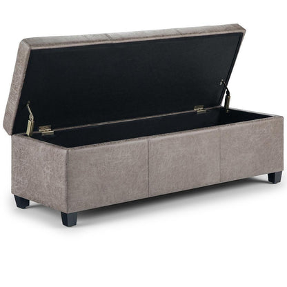 Distressed Grey Distressed Vegan Leather | Avalon Vegan Leather Storage Ottoman