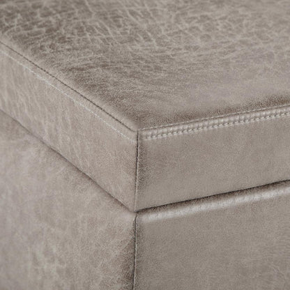 Distressed Grey Distressed Vegan Leather | Avalon Vegan Leather Storage Ottoman