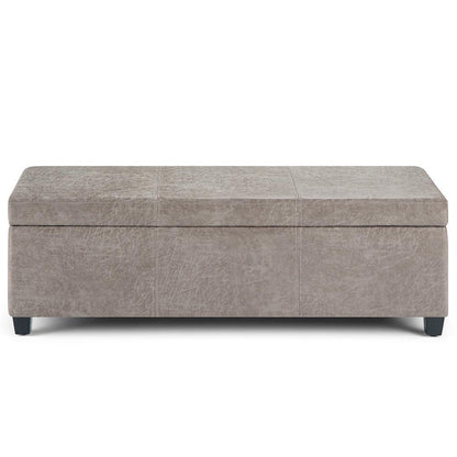 Distressed Grey Distressed Vegan Leather | Avalon Vegan Leather Storage Ottoman