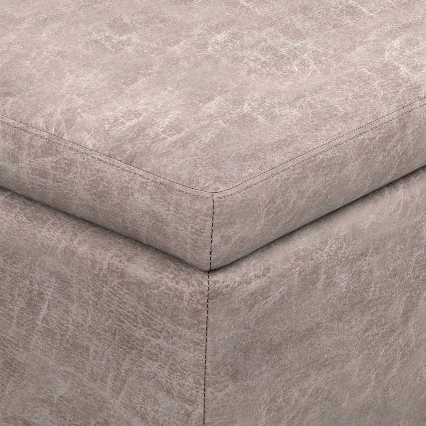 Distressed Grey  Distressed Vegan Leather | Avalon Storage Ottoman in Distressed Vegan Leather