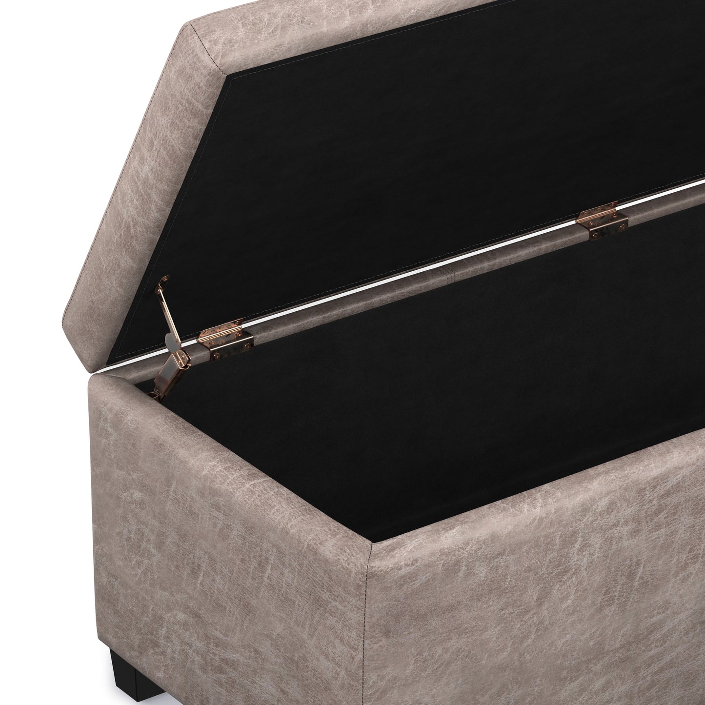Distressed Grey  Distressed Vegan Leather | Avalon Storage Ottoman in Distressed Vegan Leather