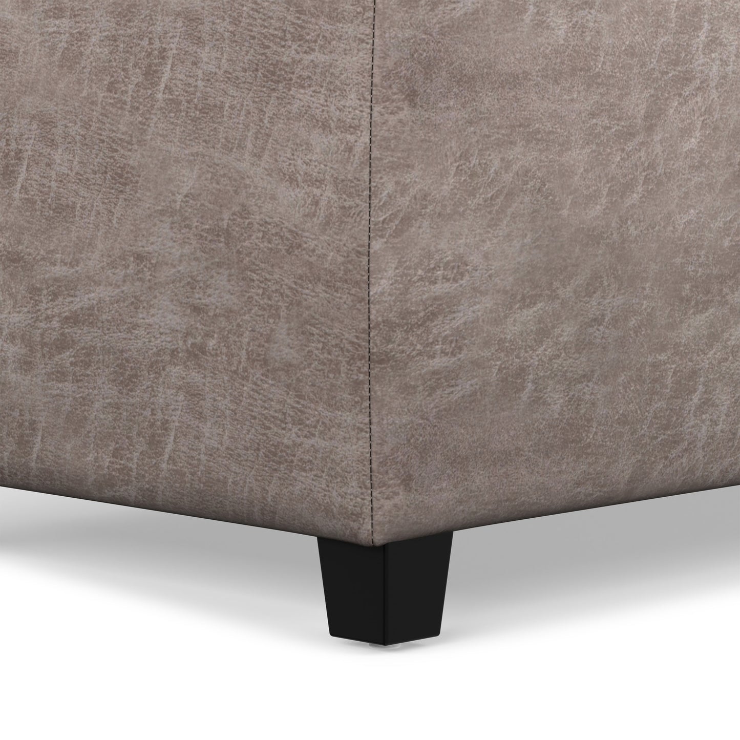 Distressed Grey  Distressed Vegan Leather | Avalon Storage Ottoman in Distressed Vegan Leather