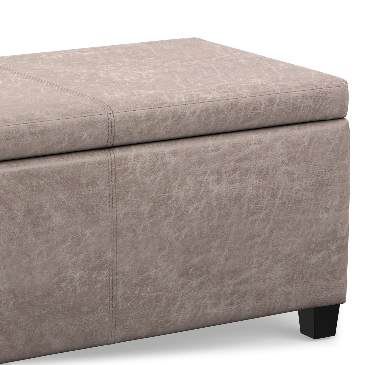 Distressed Grey  Distressed Vegan Leather | Avalon Storage Ottoman in Distressed Vegan Leather