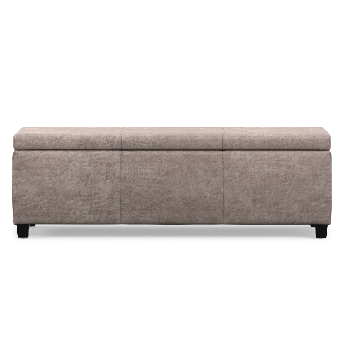 Distressed Grey  Distressed Vegan Leather | Avalon Storage Ottoman in Distressed Vegan Leather