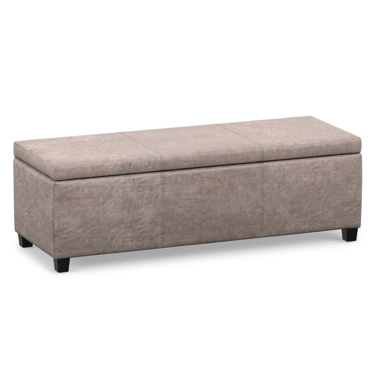 Distressed Grey  Distressed Vegan Leather | Avalon Storage Ottoman in Distressed Vegan Leather