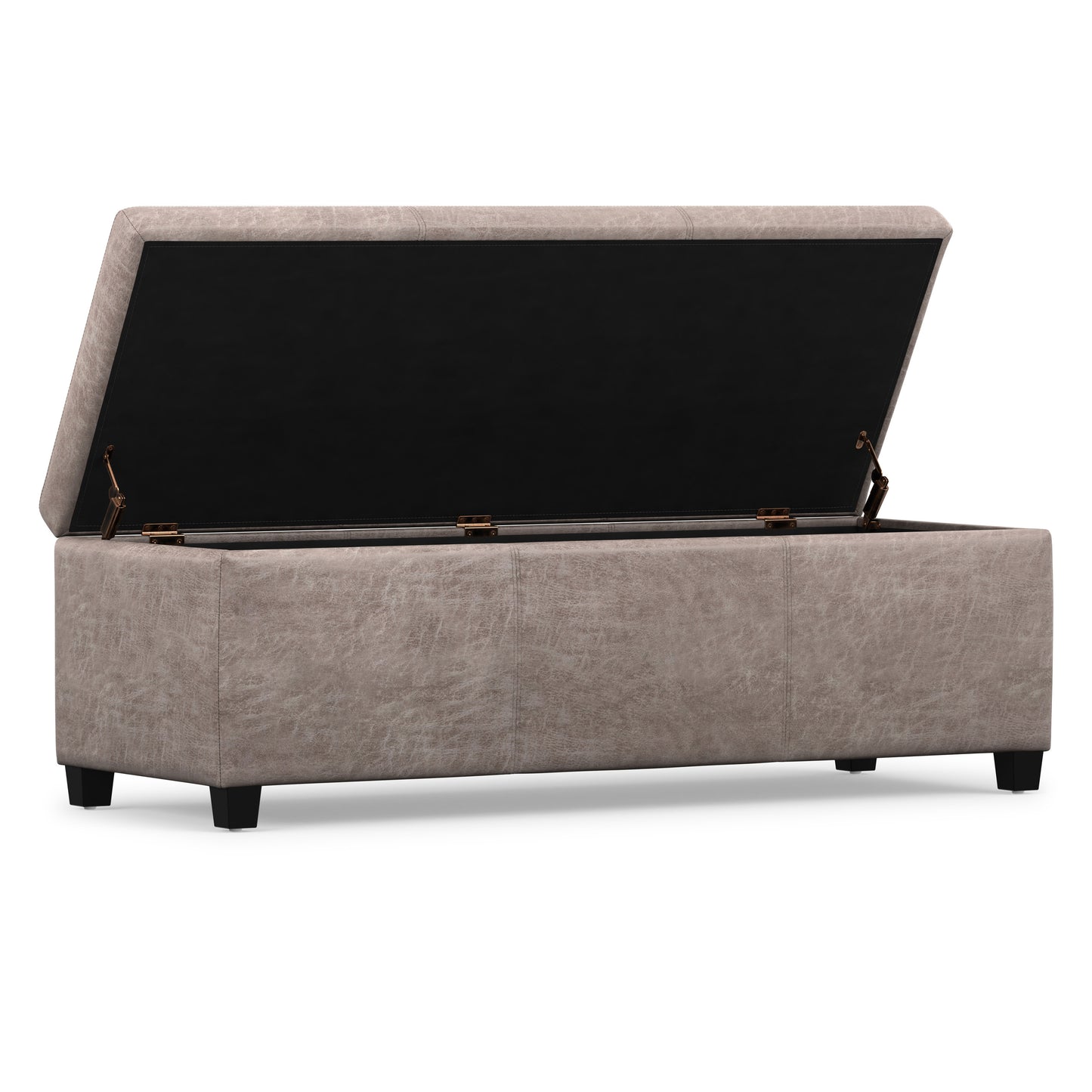 Distressed Grey  Distressed Vegan Leather | Avalon Storage Ottoman in Distressed Vegan Leather
