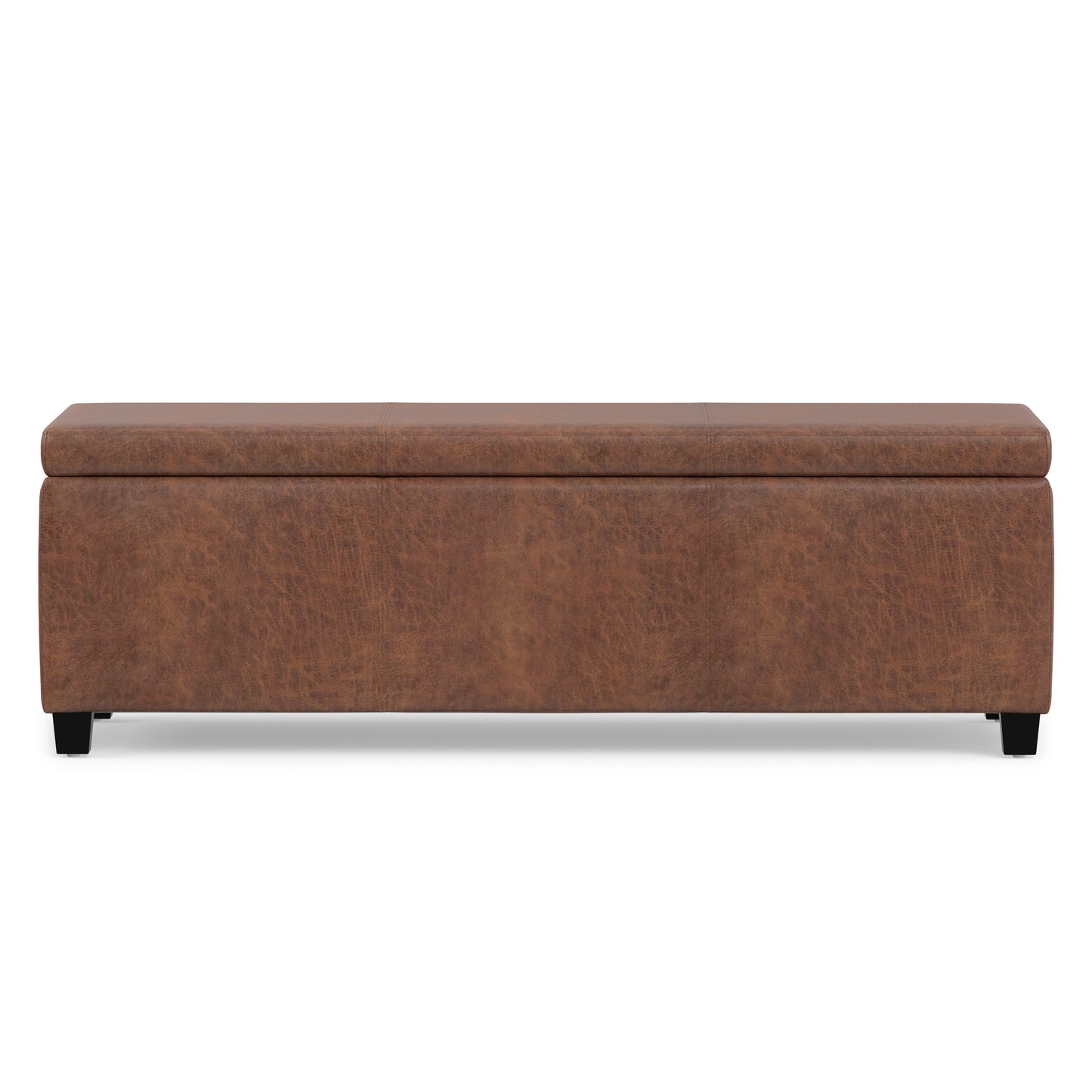 Distressed Saddle Brown  Distressed Vegan Leather | Avalon Storage Ottoman in Distressed Vegan Leather