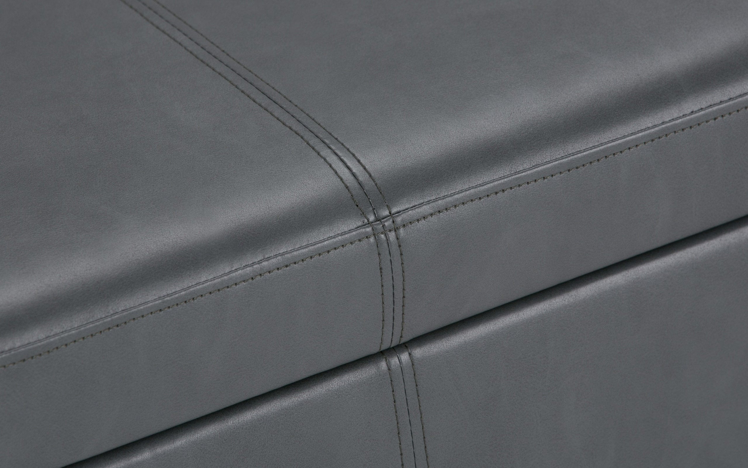 Stone Grey Vegan Leather | Avalon Storage Ottoman in Vegan Leather