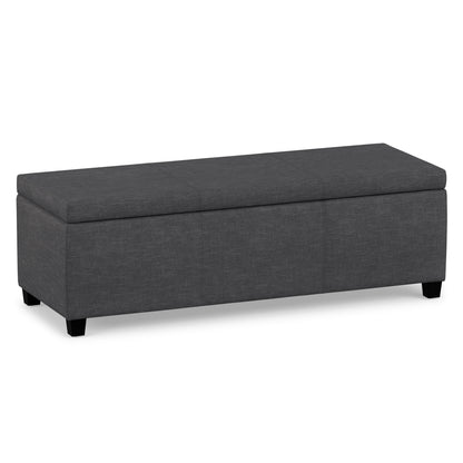 Slate Grey Linen Style Fabric | Avalon Storage Ottoman in Linen