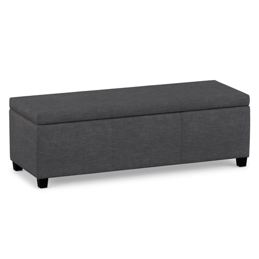 Slate Grey Linen Style Fabric | Avalon Storage Ottoman in Linen