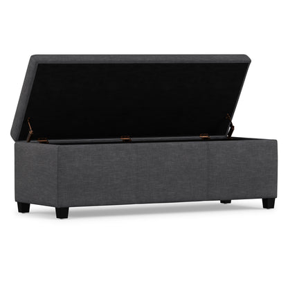 Slate Grey Linen Style Fabric | Avalon Storage Ottoman in Linen