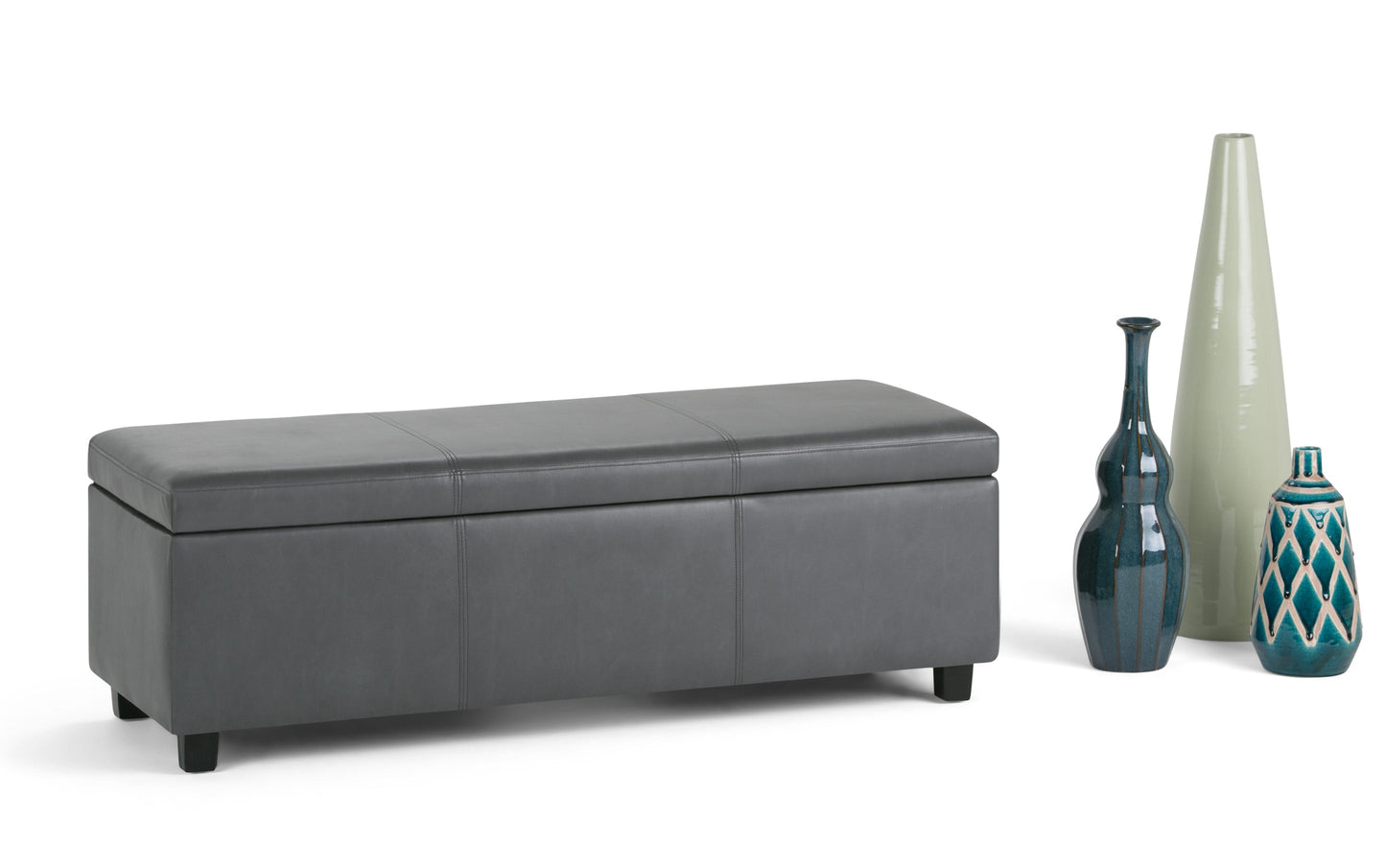 Stone Grey Vegan Leather | Avalon Storage Ottoman in Vegan Leather