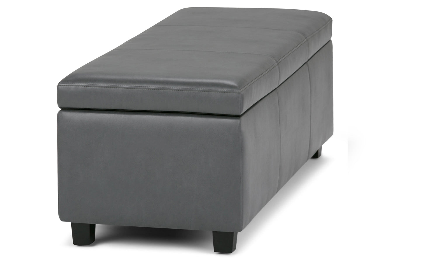 Stone Grey Vegan Leather | Avalon Storage Ottoman in Vegan Leather