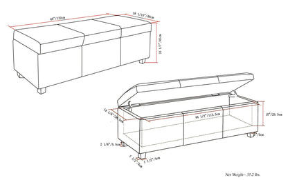 Stone Grey Vegan Leather | Avalon Storage Ottoman in Vegan Leather
