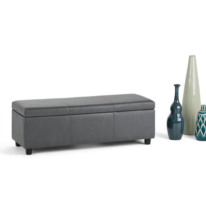 Stone Grey Vegan Leather | Avalon Vegan Leather Storage Ottoman
