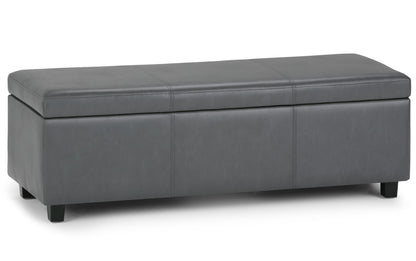 Stone Grey Vegan Leather | Avalon Storage Ottoman in Vegan Leather