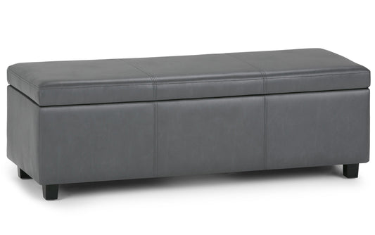 Stone Grey Vegan Leather | Avalon Storage Ottoman in Vegan Leather