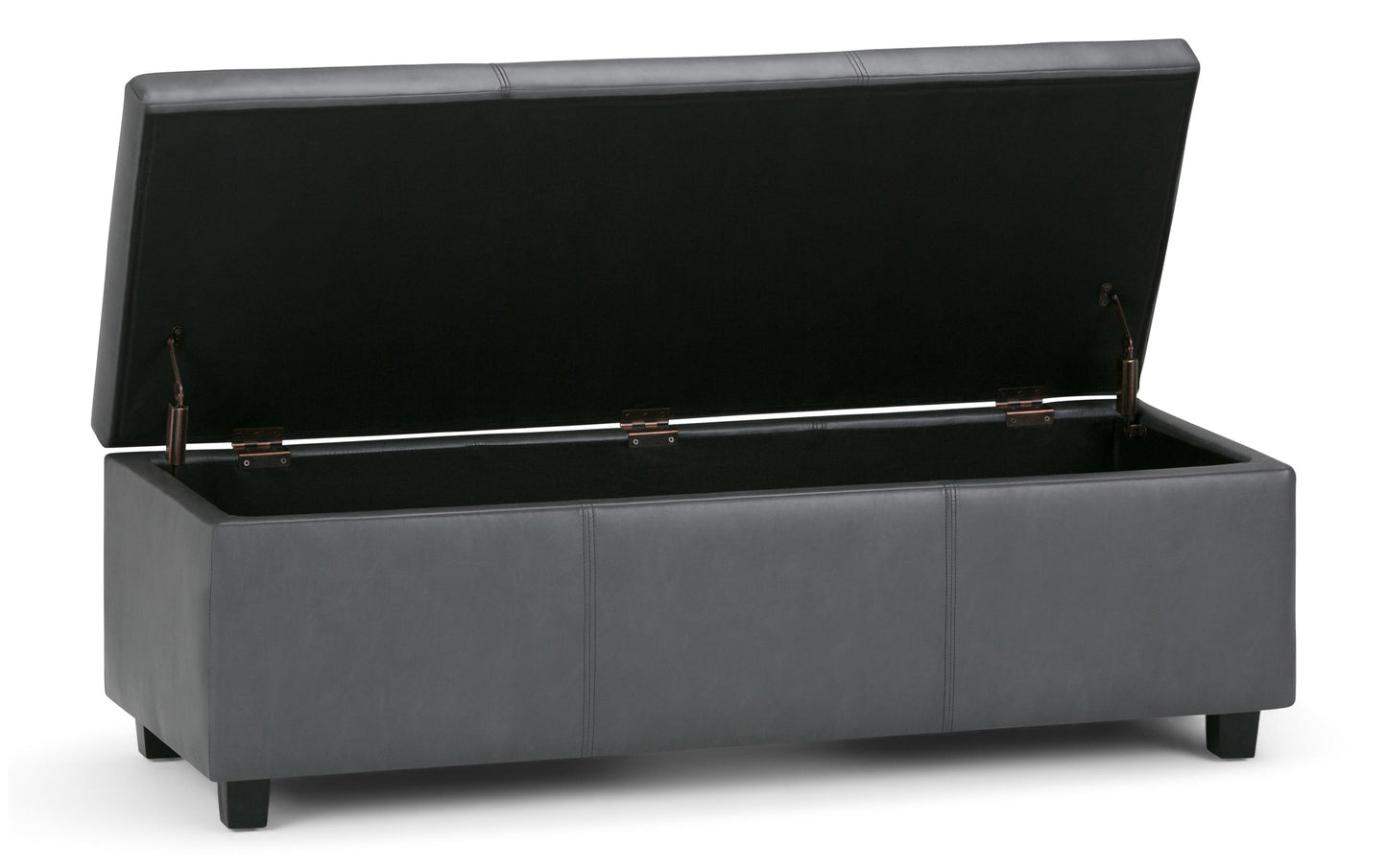 Stone Grey Vegan Leather | Avalon Storage Ottoman in Vegan Leather