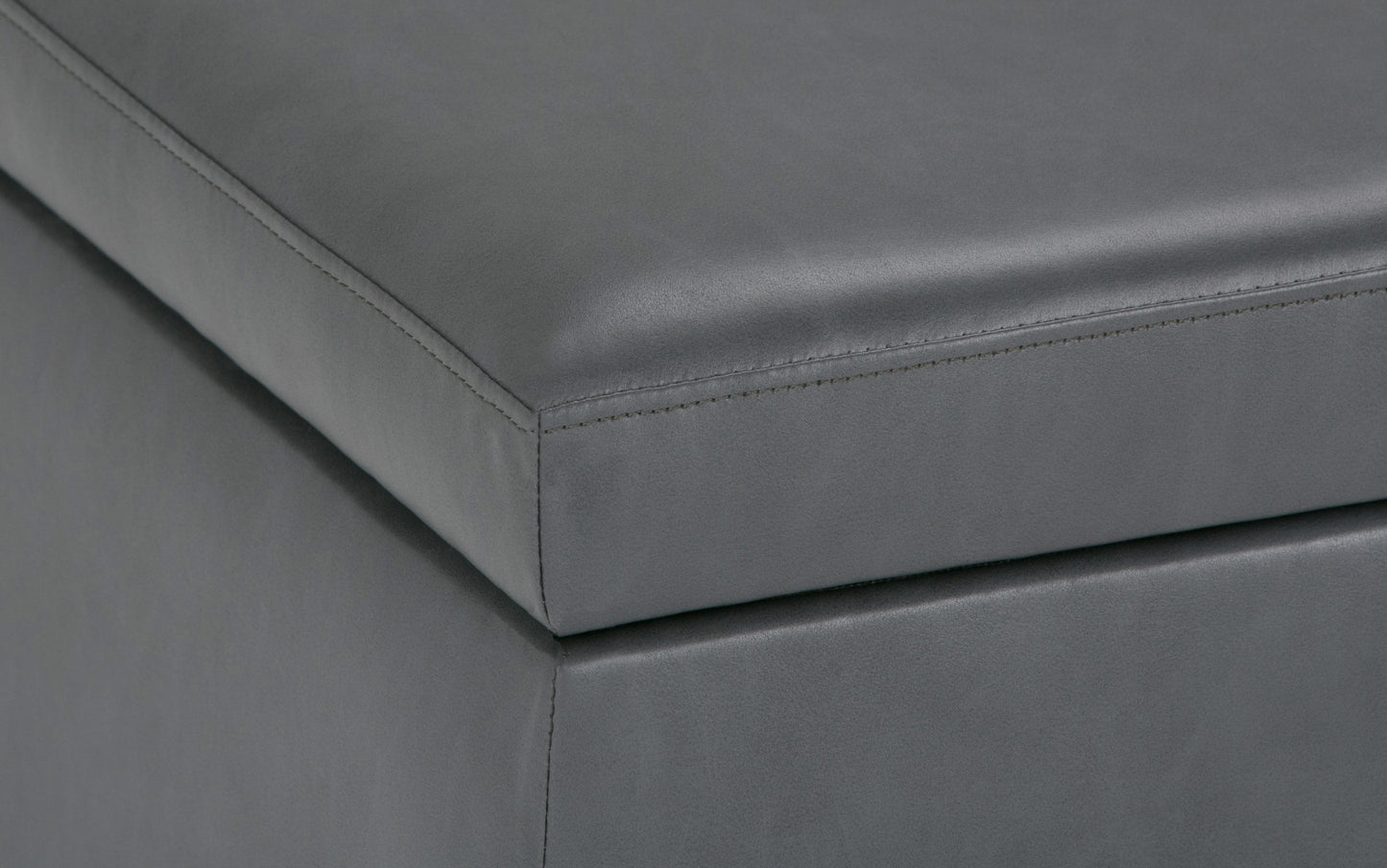 Stone Grey Vegan Leather | Avalon Storage Ottoman in Vegan Leather