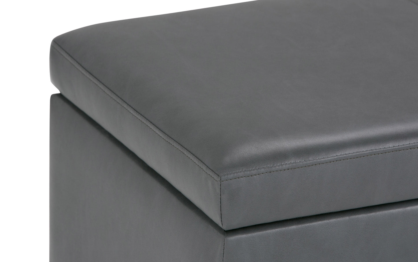 Stone Grey Vegan Leather | Avalon Storage Ottoman in Vegan Leather