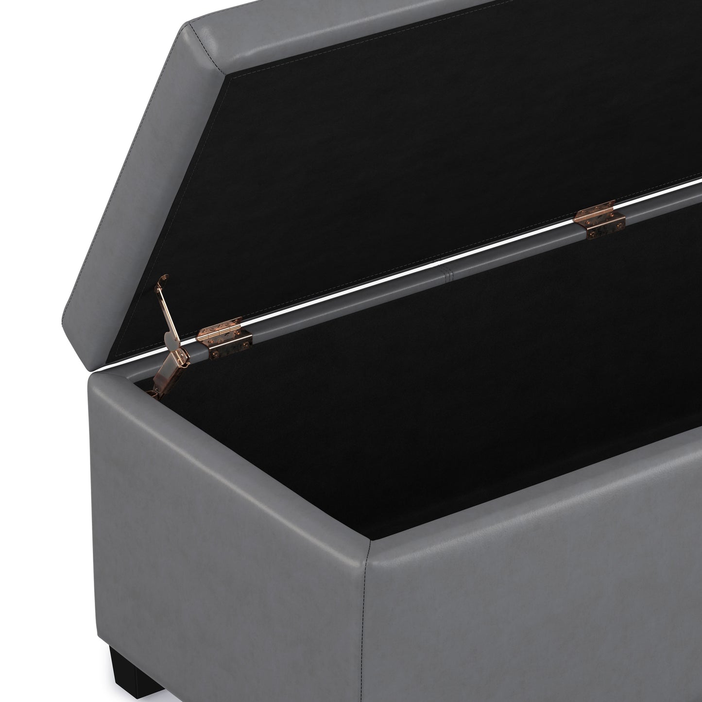 Stone Grey Vegan Leather | Avalon Storage Ottoman in Vegan Leather