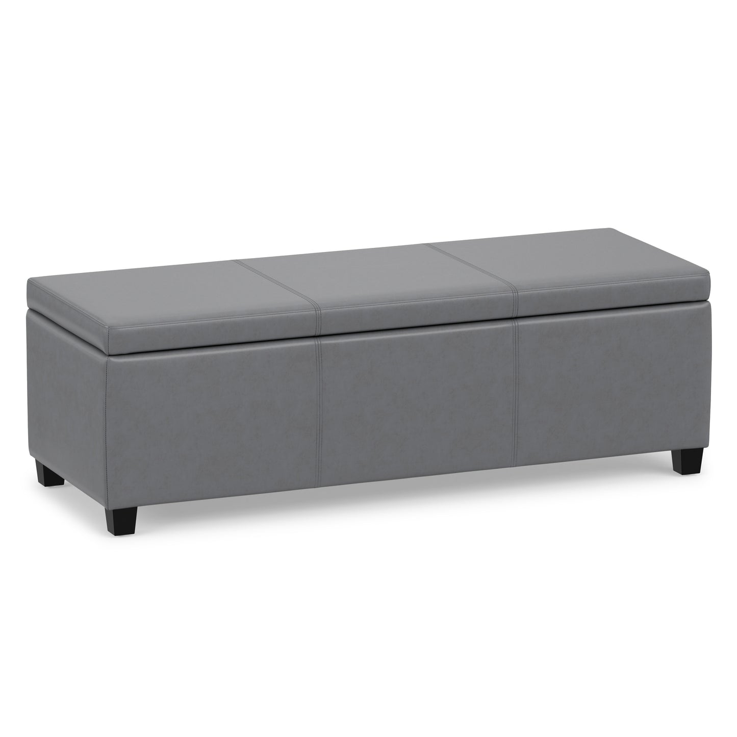 Stone Grey Vegan Leather | Avalon Storage Ottoman in Vegan Leather