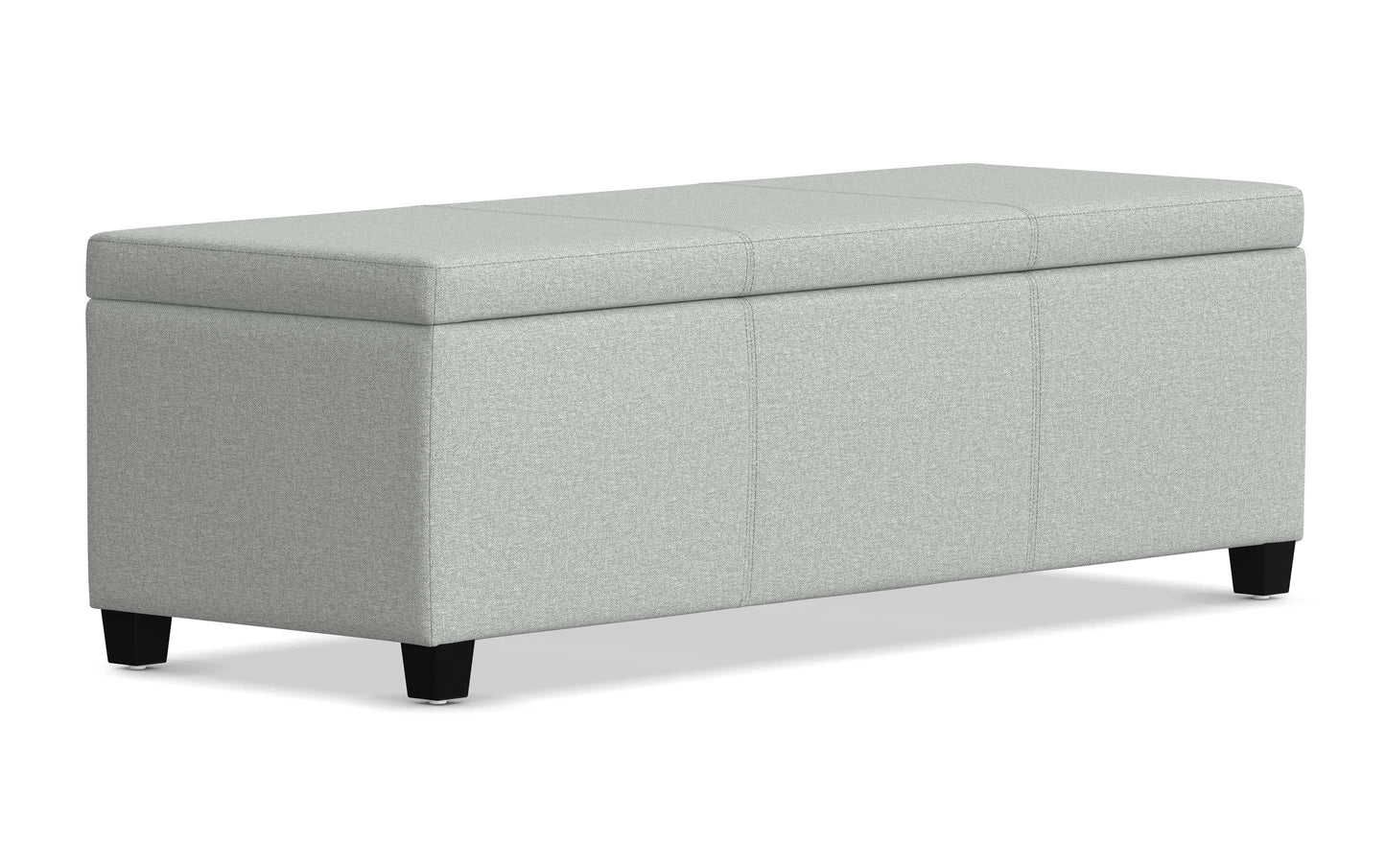 Light Stone Grey Distressed Vegan Leather | Avalon Large Storage Ottoman Bench