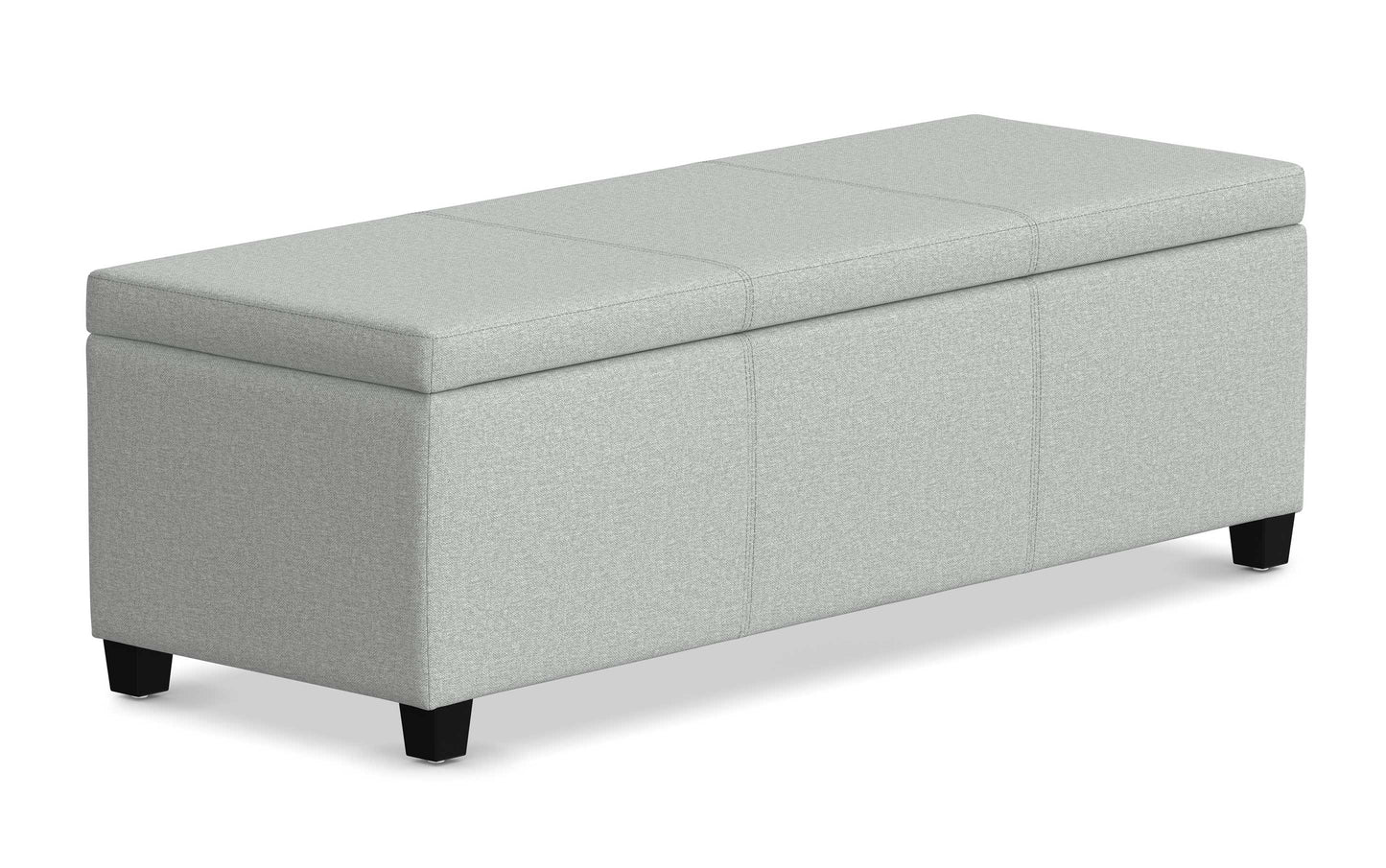 Light Stone Grey Distressed Vegan Leather | Avalon Large Storage Ottoman Bench
