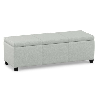 Light Stone Grey Linen Style Fabric | Avalon Storage Ottoman in Linen