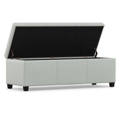 Light Stone Grey Linen Style Fabric | Avalon Storage Ottoman in Linen