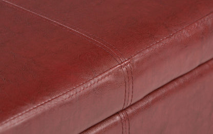 Red Vegan Leather | Avalon Storage Ottoman in Vegan Leather
