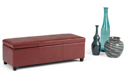 Red Vegan Leather | Avalon Storage Ottoman in Vegan Leather