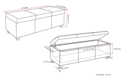 Red Vegan Leather | Avalon Storage Ottoman in Vegan Leather