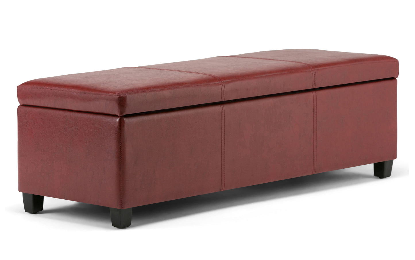 Red Vegan Leather | Avalon Storage Ottoman in Vegan Leather