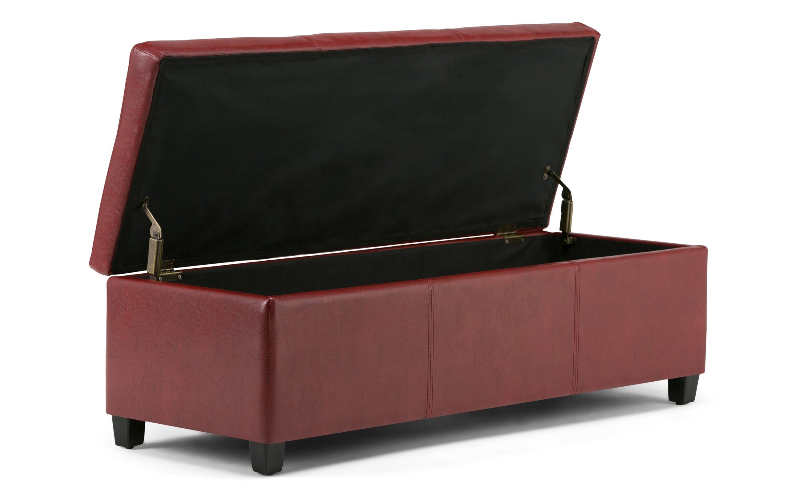 Red Vegan Leather | Avalon Storage Ottoman in Vegan Leather