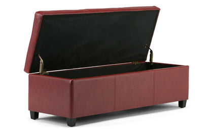 Red Vegan Leather | Avalon Storage Ottoman in Vegan Leather