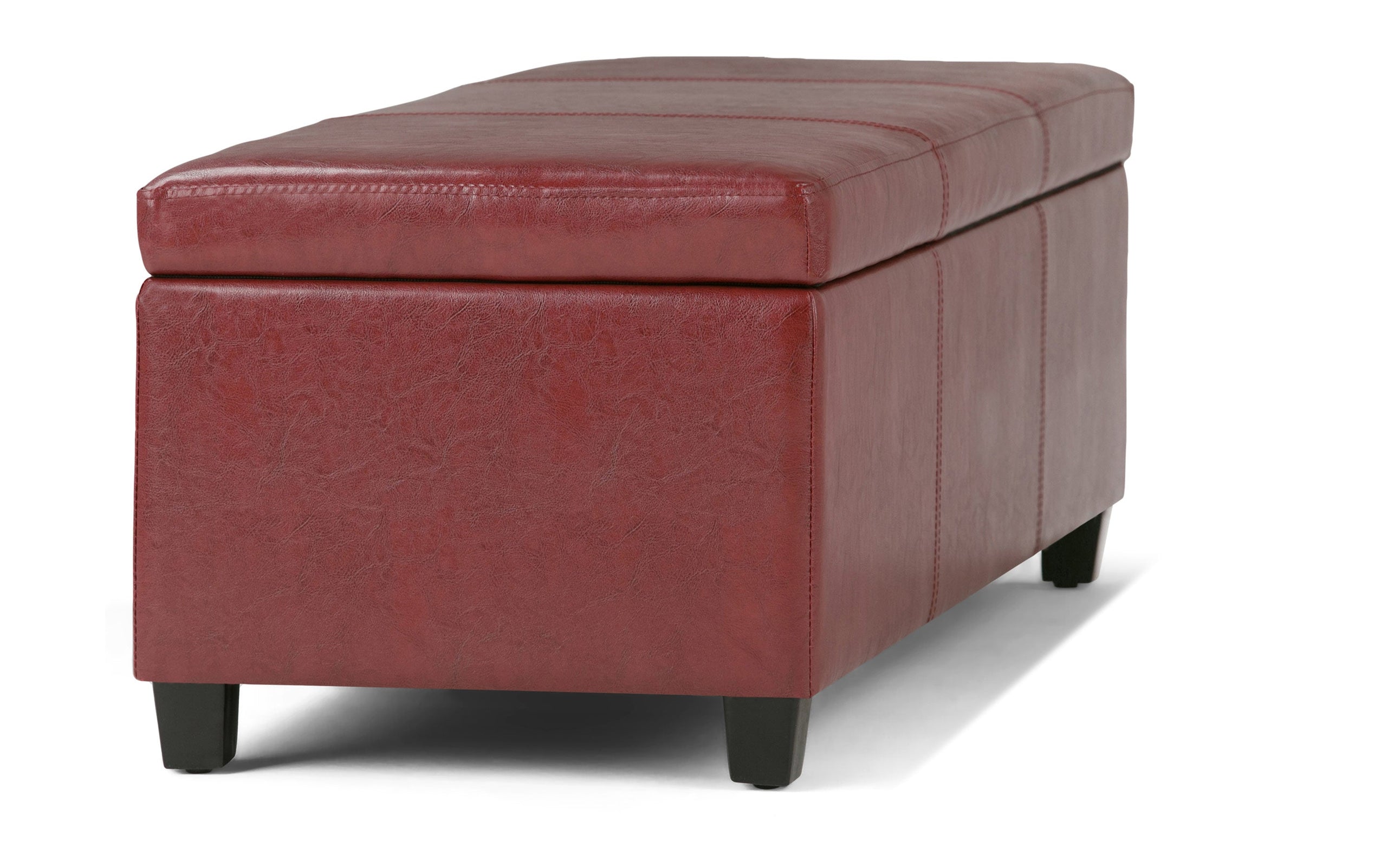 Red Vegan Leather | Avalon Storage Ottoman in Vegan Leather