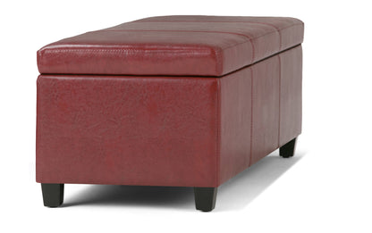 Red Vegan Leather | Avalon Storage Ottoman in Vegan Leather