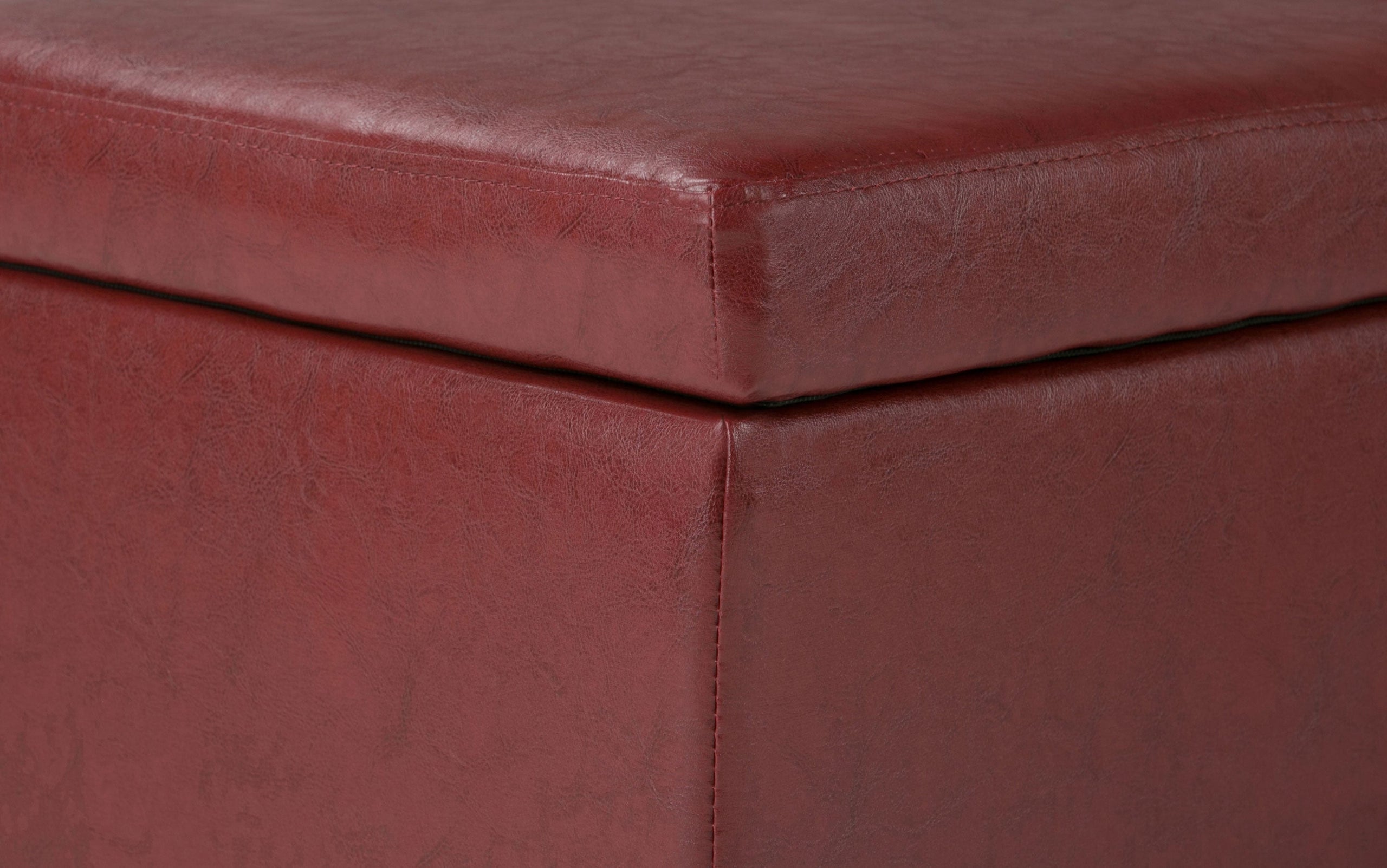 Red Vegan Leather | Avalon Storage Ottoman in Vegan Leather